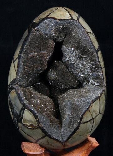 Septarian Dragon Egg Geode - Crystal Filled #37365